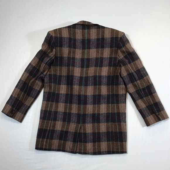 Vintage Harve Benard Womens Plaid Wool Blazer Size 10 Oversized 2 Button Jacket - Picture 4 of 16